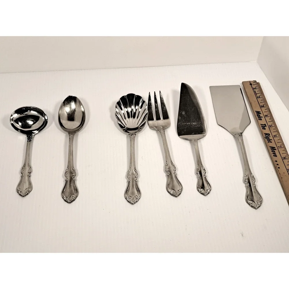 Reed & Barton Shubert 18/10 Stainless Serving Set 6pc Ladle Spoon Fork Server